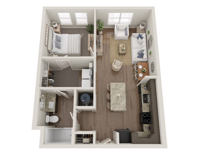 Floor Plan For One Bedroom 669 SQ. FT